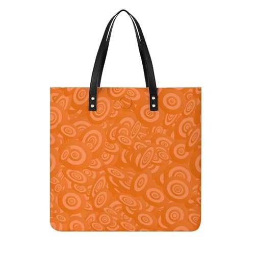 Sac à main shopper rond orange pour femmes | Grand tote bag de voyage 39x39cm