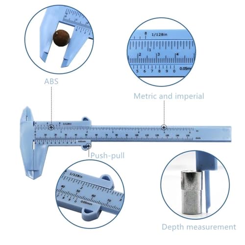 Calibrador Vernier plástico 0-150mm regla doble negro miniatura 5