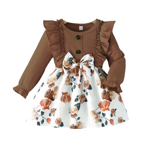 Image of Buy & Try Berry Lycra Girls Printed Frock, Full Sleeve, Soft Stretchable Fabric, Comfortable Party & Casual Wear Dress for Kids