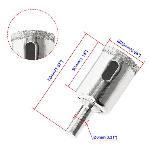 Brocas diamante 25 mm para vidrio y cerámica 2 piezas miniatura 2