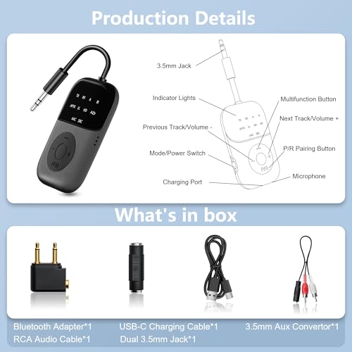 SOARUN Bluetooth 5.4 Transmitter Receiver,2-in-1 Airplane Bluetooth Adapter - image 7