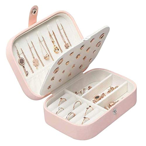 STZLY Caja de joyeríaJoyero De Viaje De La Joyería Caja Muchacha De La Mujer Doble De Almacenamiento En Rack Pulsera De Los Pendientes del Collar,Rosado