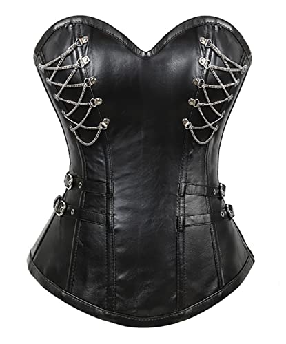 Bslingerie® Womens Faux Leather Zipper Front Bustier Corset Top (Xxl, Black (Buckle)) #TOP15