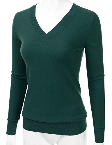 Image of EIMIN Women's Long Sleeve V-Neck Slim Fit Pullover Soft Knit Top Sweater (S-XL)