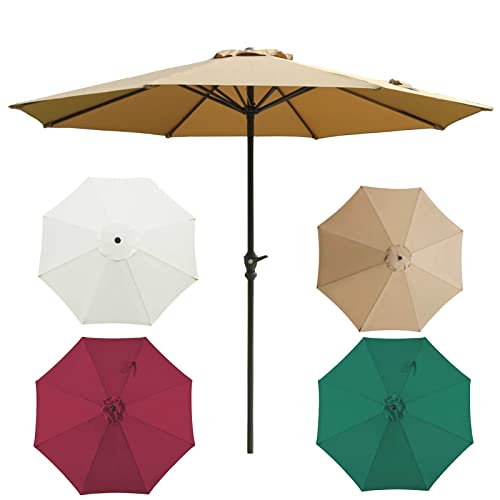 Parasol de jardin impermeable de 3m rojo con manivela para exterior