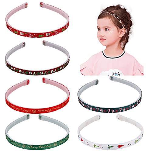 Nenjindz 6 Pièces Serre-têtes Noël Serre Tete Fille 1 CM Bandeaux Noël Enfants Cheveux Accessoire Multicolores pour Costume de Noël Décoration de Fête Saint-Valentin Cover