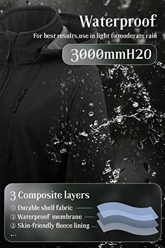 Chrisuno Women's Lightweight Long Softshell Fleece Lined Jacket Anorak Raincoat With Removable Hood4