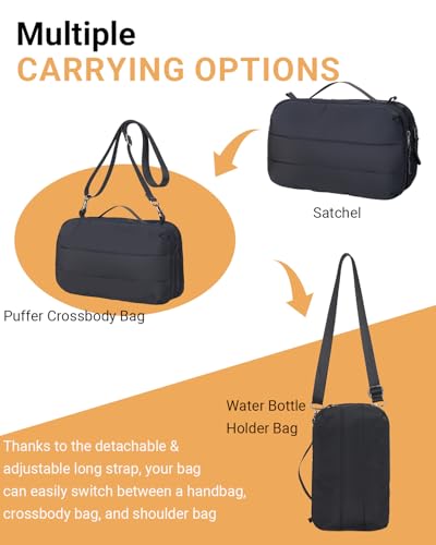 Herald Small Puffer Crossbody Bag with Water Bottle Holder, Shoulder Purse Handbag for Women Men for Walking, Hiking4