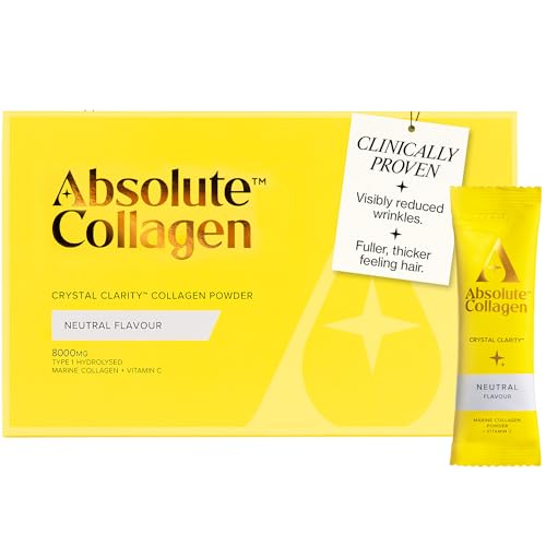 Absolute Collagen Marine Powder Collagen Supplement for Women | Neutral Flavour, Supports Hair, Nail & Skin Health, 8000mg of Hydrolysed Collagen per Sachet, Vitamin C | 14 Sachets