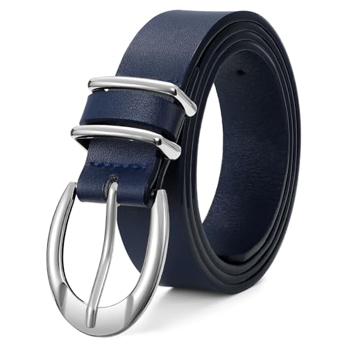 XZQTIVE Women's Leather Belts for Jeans Pants Dresses, Fashion Black Brown Gold Silver Buckle Design