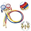 Solaughguy Manifold Gauge Set for Air Conditioning Service, 2-Way Brass Manifold with 0.9m Fluorinated Hoses, R12/R22/R404A/R134A Pressure Reading, #1