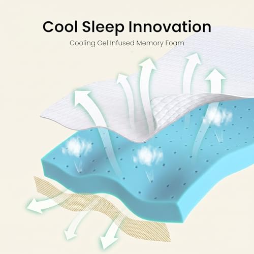 Image of Marsail Full Size 3 Inch Cooling Gel Memory Foam Mattress Topper, Soft Removable Cover, CertiPUR-US & Oeko-TEX Certified, for Sofa, RV, Camping