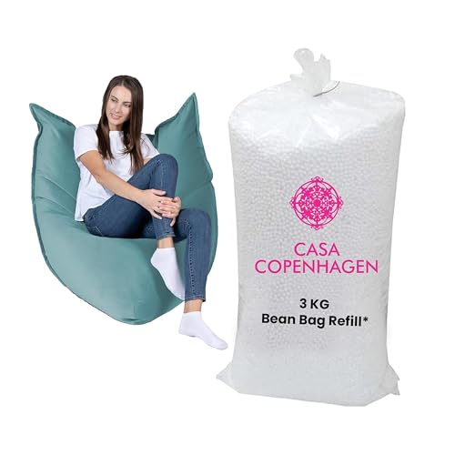 Image of Casa Copenhagen Premium Virgin Grade Thermocol Balls Refill for Pillows, Sofa, Bean Bags, Soft Toys & Beans for Bean Bag Refill 3 Kg (White)