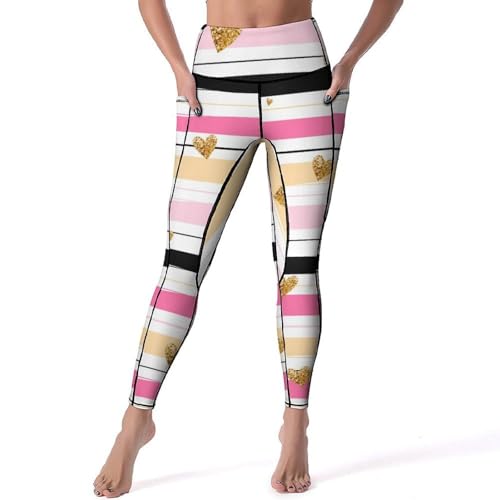 Leggings pour fitness Amour Rayé le pantalon sport taille haute confortable