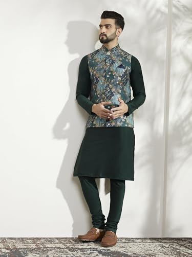 Image of KISAH Men's Jacket - Printed Cotton Blend - Indian Wedding Outfit for Men - Ideal for Weddings and Festivals