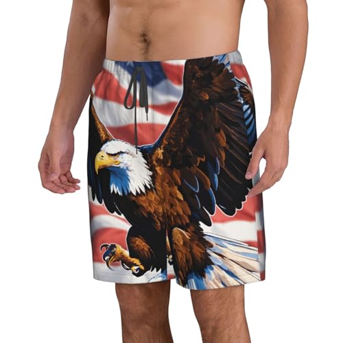 Eagle with USA Flag Print Stylish Men Beach Shorts Lightweight Cozy Swim Trunks Summer Casual Outings Holiday2