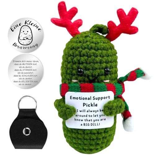 MOPQMKT Pepinillos de Apoyo Emocional, Tarjetas de Apoyo Positivo, Decoraciones Navideñas, Regalos de Buena Suerte, Regalos Positivos, Abrazos de Bolsillo