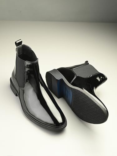 Image of AFROJACK Men's Chelsea Boots | High Ankle Slip On Synthetic Patent