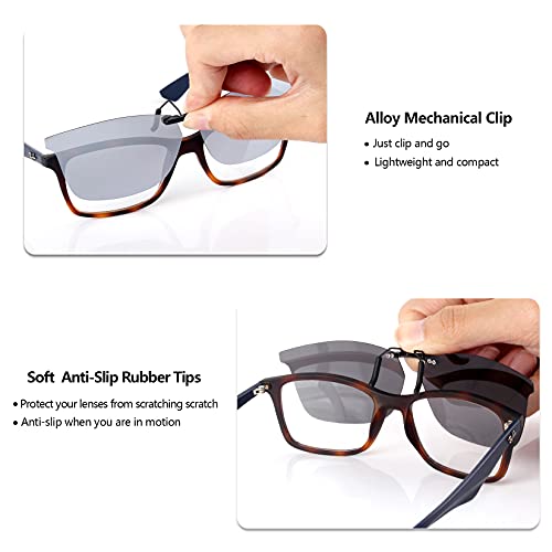Image of Polarized CLIP-ON Sunglasses for RAY-BAN RB7047 (54 X 17, Black)