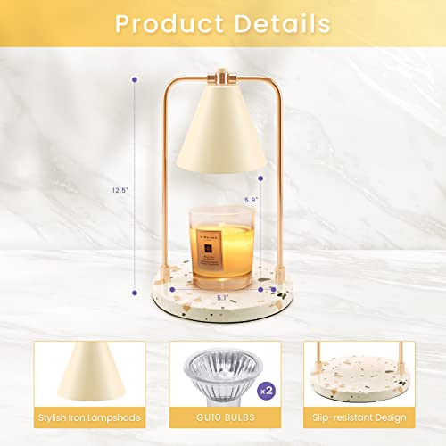 Makywow Candle Lamp Warmer With Timer, Dimmer Candle Warmer Light With Macaron Yellow Shade For Scented Jar Candles, Modern Furniture Decoration, Christmas, Thanksgiving, Mothers'day Gift For Her #TOP1