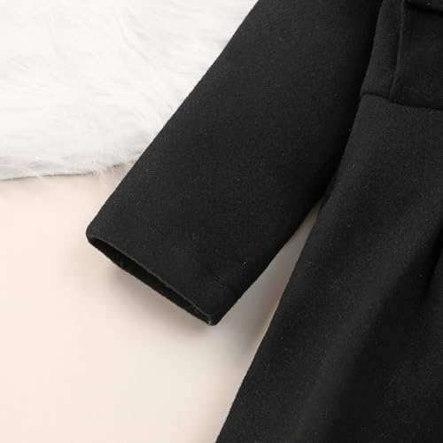 Toddler Baby Girl Clothes Jacket Coat Long Sleeve Solid Color Buttons Hooded Trench Coat Dress Fall Winter Outfit4