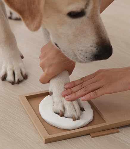 Baby Handabdruck und Fußabdruck Set,PewinGo Gipsabdruck Abdruck/Abdruckset mit Echtholz Bilderrahmen- Perfekte Geschenkidee für Babydusche Geschenk/Babyparty,Pfotenabdruck, Katze/Hund