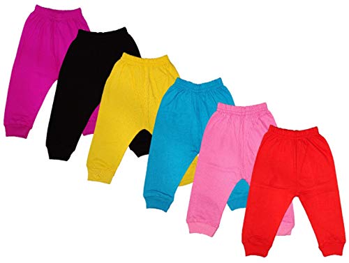 Image of CUBS & HUGS Baby Girl's Cotton Regular Fit Mid Rise Leggings (Pack of 6, 3-6 Months), Black