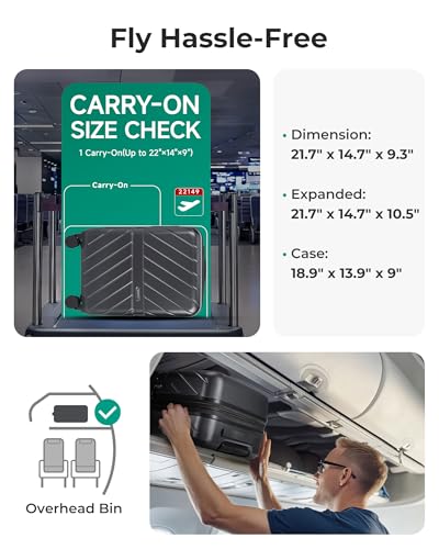 Image of BAGSMART Carry on Luggage 22x14x9 Airline Approved with TSA Lock, 100% Polycarbonate Hardside Suitcase with Spinner Wheels, Gray