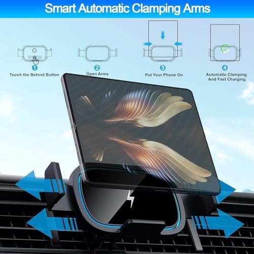 Wireless Car Charger for Galaxy Z Fold 5/4/3/2, 15W Fast Charging Car Mount, Car Accessories, Air Vent Charging Car Phone Holder for Galaxy Z Fold 2, Landscape Mobile Phone Mount for Galaxy Z Fold 5 41ZK7zXInlL. AC