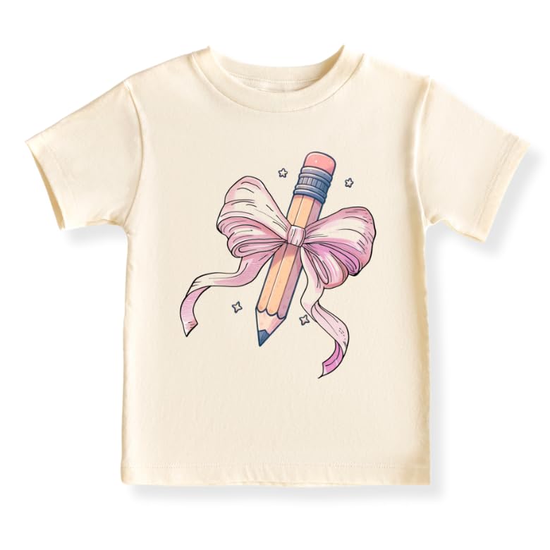 Cute Pink Bow Pencil Girls Tshirt – Kids T-Shirt & Toddler Tee for Back-to-School Trendy Outfit