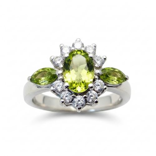 Bague de promesse péridot et argent le cadeau de naissance idéal en taille ovale