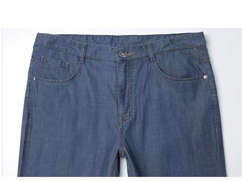 Men Summer Jeans Pants Thin Soft Breathable Mid Straight Regular Black Jeans Trousers Vintage Work Jeans2