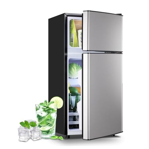 DEMULLER 2.4 Cu.Ft Small Refrigerator with Freezer Dorm Mini Fridge Removable Plastic Shelves Ideal for Home, Office,Dormitory Silver