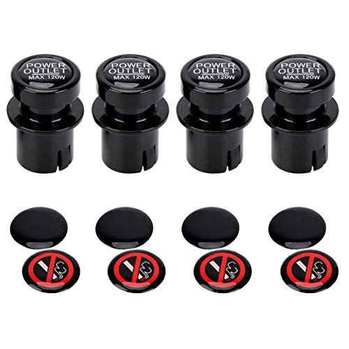 BREADEEP Cigarette Lighter Socket Cover Cap 4 Pack, Universal Waterproof Dustproof Plug for Car Power Port Outlet - Prevent Kids from Electric Shock