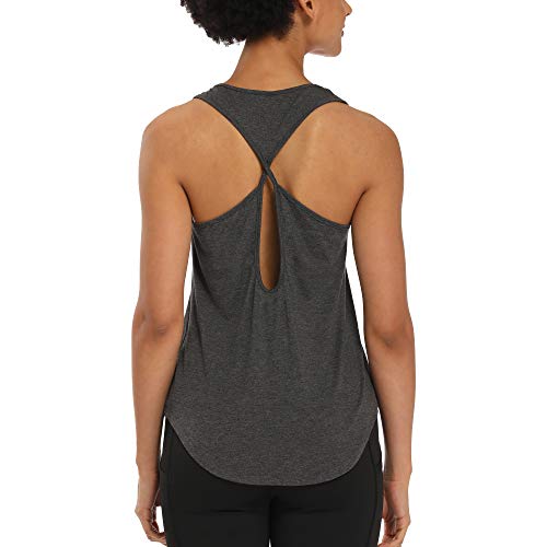 CNJUYEE Workout Tops for Women Open Back Exercise Yoga Shirts Athletic Running Tank Top Sports Clothes Dark Grey