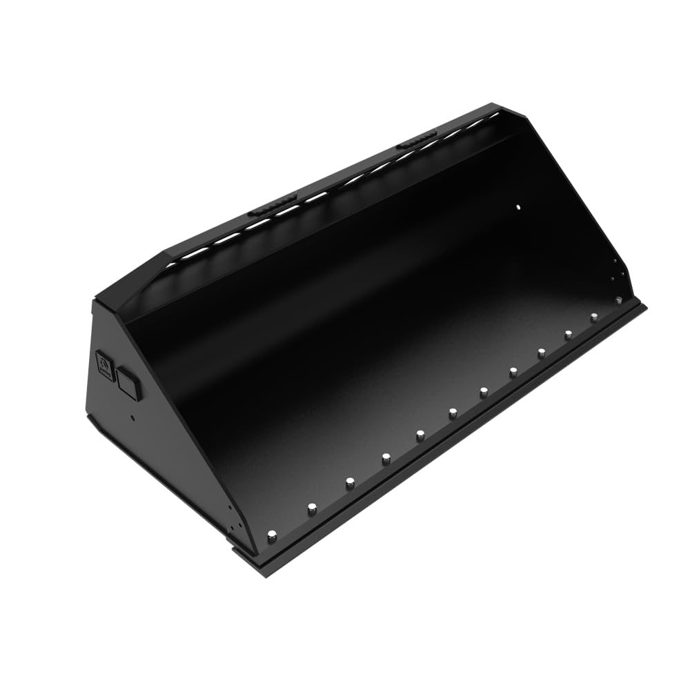 Landy Attachments Heavy-Duty 72” Skid Steer Snow Bucket Mulch Bucket Attachment, Bolt-On Cut Edge, Universal Quick Mount Plate