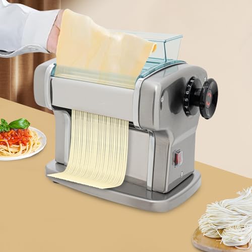 Electric Pasta Machine Dough Sheeter, Automatic Noodles Dumpling Dough Skin Maker Stainless Steel Noodle Making Pasta Maker Dough (Silver 9 Gears)