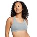 Hanes Women's Racerback Bralette Pack, Low Impact Sports Bra, Solid or Assorted, 3-Pack, Concrete Heather/Isle Green/Sky Grey Heather