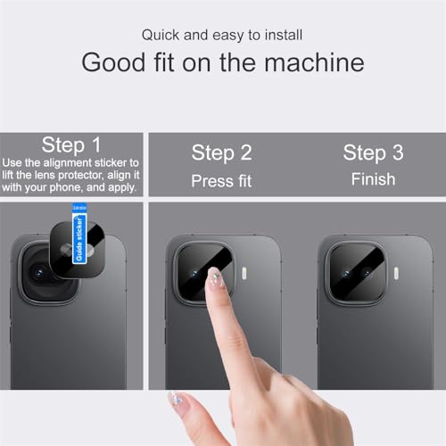 Image of FabeKee Compatible With vivo iQOO 15R by Leica Camera Lens Protector Tempered Glass HD Clear Full Cover Lens Film - Black