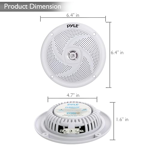 Image of Pyle Marine Speakers - 4 Inch 2 Way Waterproof and Weather Resistant Outdoor Audio Stereo Sound System with 100 Watt Power and Low Profile Slim Style Design - 1 Pair - PLMRS4W (White)