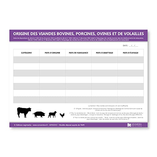 Panneau d'affichage d'origine des viandes bovines - Plastifié et effaçable - Fabriqué en France Cover