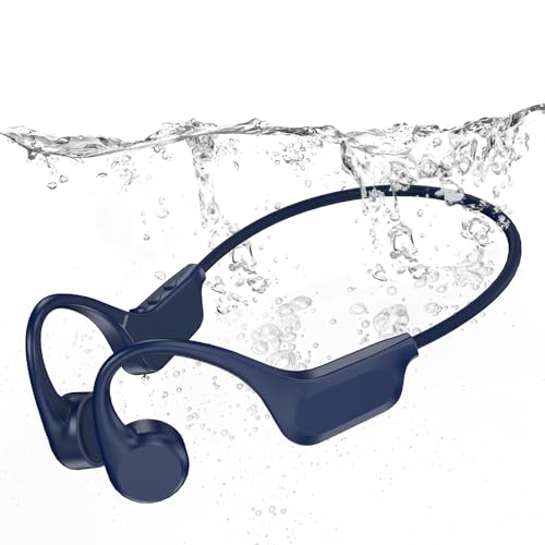 RR SPORTS Bone Conduction Bluetooth Headphones-SwimBeats,IP68 Waterproof Swimming Headphones with 32GB MP3 Player, Lightweight Open Ear Design for Swimming/Surfing/Marathon/Cycling(Indigo)