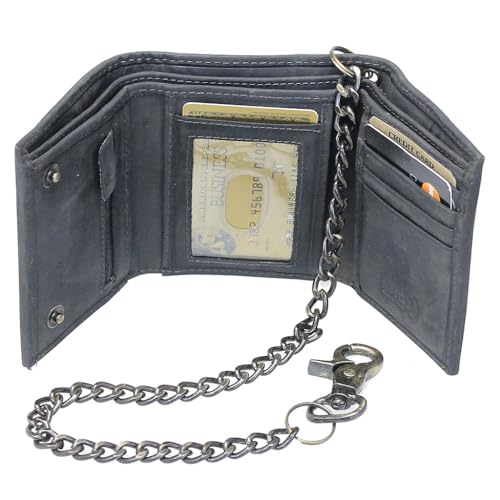 Vintage Black RFID Trifold Chain Wallet #WC513210KID