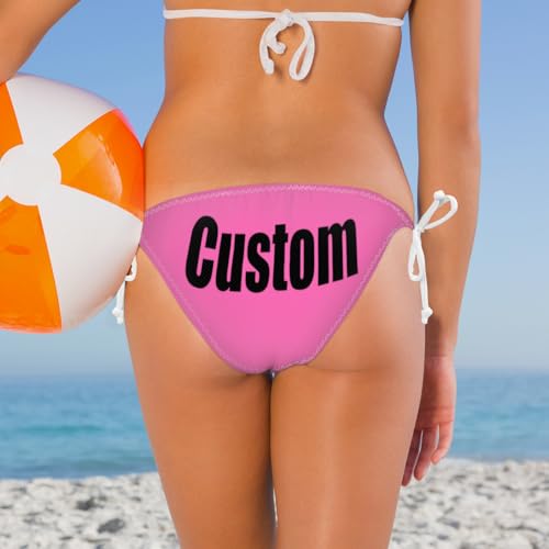 Custom Bikini Sets for Women Triangle Halter Swimsuit,Personalized Sexy Bathing Suit Side Tie SwimwearSummer Beach Gifts3