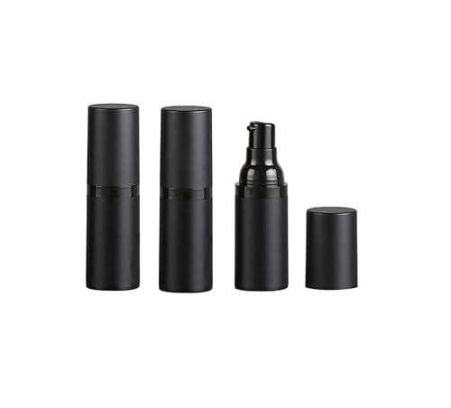 Paquete de 3 botellas negras sin aire para loción de viaje, botella de crema cosmética, botella de bomba al vacío, dispensador de maquillaje (0.5 fl