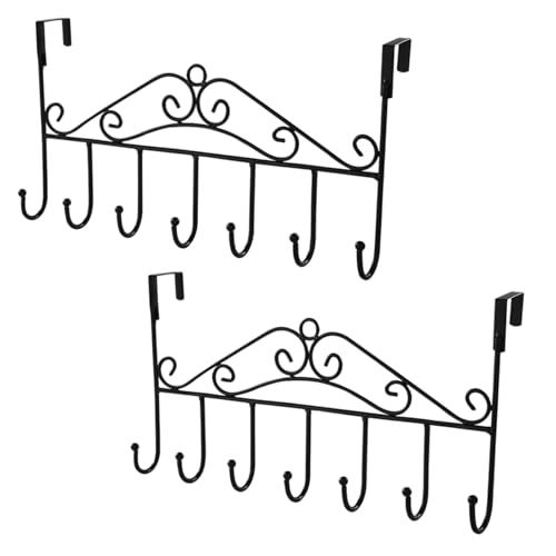 Image of JRM Over The Door Hanger with 7 Hooks - Heavy Duty Metal Hanging Rack Organizer for Clothes, Towels, Hats, Bags, Scarves - No Drilling Required, Steel Door Hook Rack for Bathroom, Closet, Office