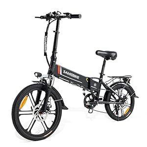 SAMEBIKE Bici electrica Bicicleta eléctrica Plegable de 20 Pulgadas Hombres y Mujeres 48v10.4ah, Bicicleta eléctrica con Pantalla LCD Luces Delanteras y traseras(Soporte de Coche con USB