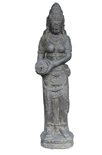 Korb-Outlet Wasser-speier Frau mit Krug Steinguss/stehende Teich-Figur Shiva 123cm / Skulptur für Haus, Garten und Brunnen