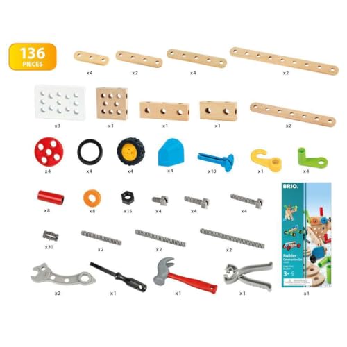 BRIO Builder 34587 Construction Set - 136-Piece STEM Toy with Wood and Plastic for Kids | Enhances Creative Skills | Safety Tested | Age 3 and Up