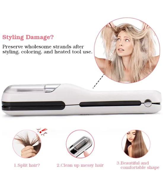 Image of ZYNTO Automatic Split End Hair Trimmer for Frizzy Dry, Damaged,Broken,Curly Types,Ideal For Women Seeking Healthy hair Rechargeable 2-in-1 Splitends Cutter Tool for Silky, Smooth & Shinny Hair.